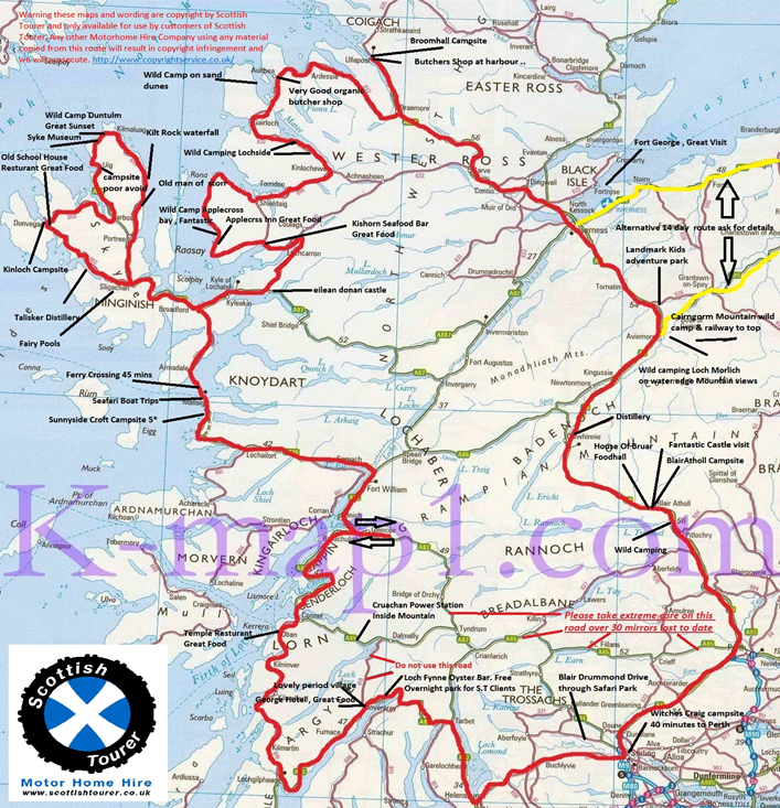 Road Map Of Scotland West Coast West Coast route